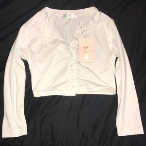 Petite white button down long sleeve